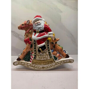 Elements Ceramic Decor Christmas Rocking Santa & Reindeer